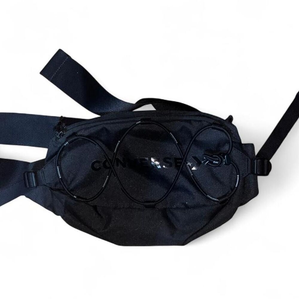 Converse Men's Black Belt Bag Fanny Pack with Bungee Cords Skater Casual